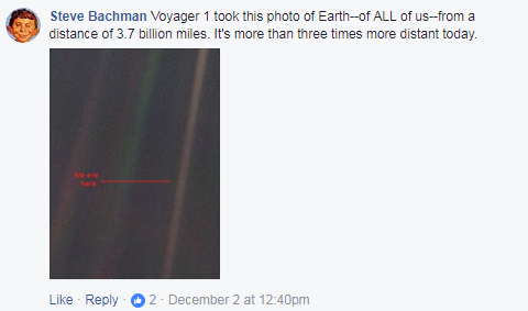 My second post featured the famous ’pale blue dot’ photo.