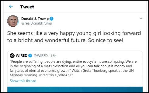 Trump responds to Greta.