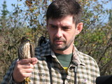 Yours truly, holding his adopted Sharp-shinned Hawk