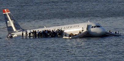 US Airways plane in Hudson River