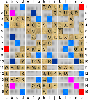 Board diagram, game two.