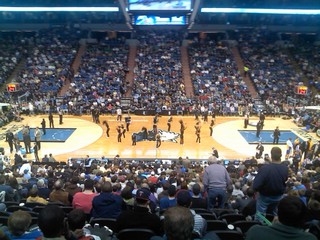 Twolves dancers cavorting with Wolves up by 15 at the end of 3rd quarter